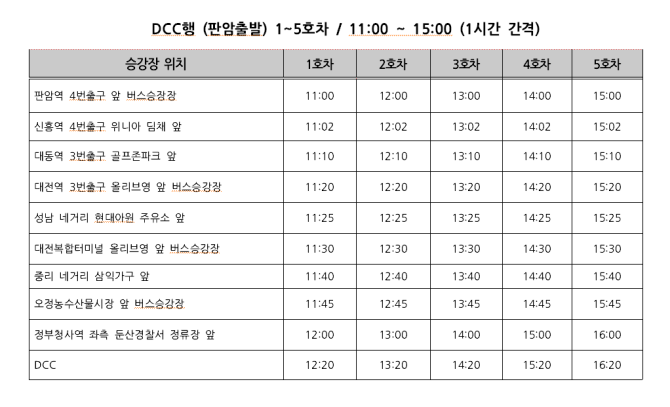 대전 국제 와인 EXPO 2025 셔틀버스 운영안내